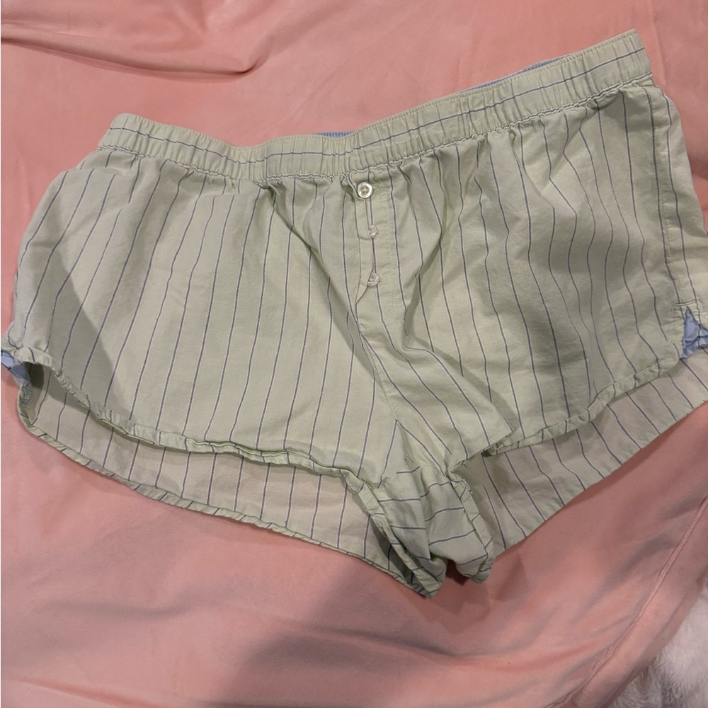 Aerie Light Green Striped Women's PJ Shorts